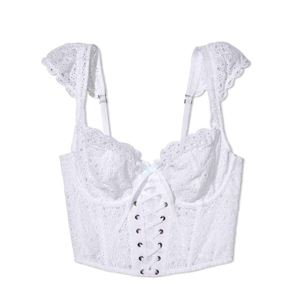 Victoria's Secret Dream Angels White Eyelet Lace Corset Top - Picture 2 of 5